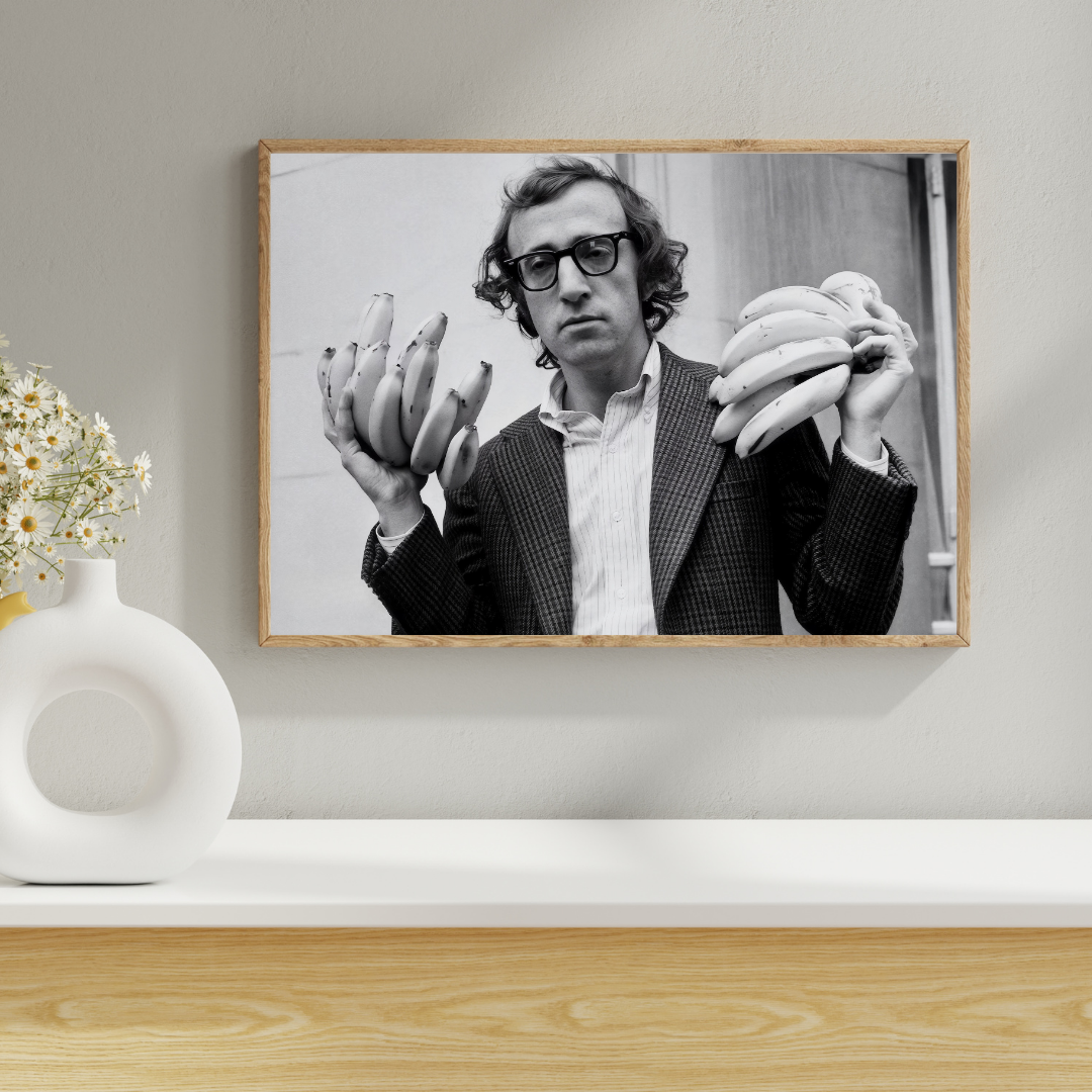 Woody Allen Wall Art, Banana Poster, Black and White Wall Art