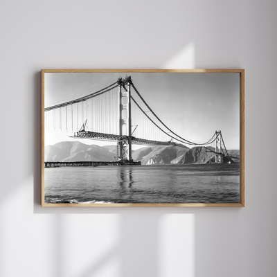 Golden Gate Bridge Photo Print, San Francisco Black and White Poster, Vintage California - Wall Art Print | Oakline Studio