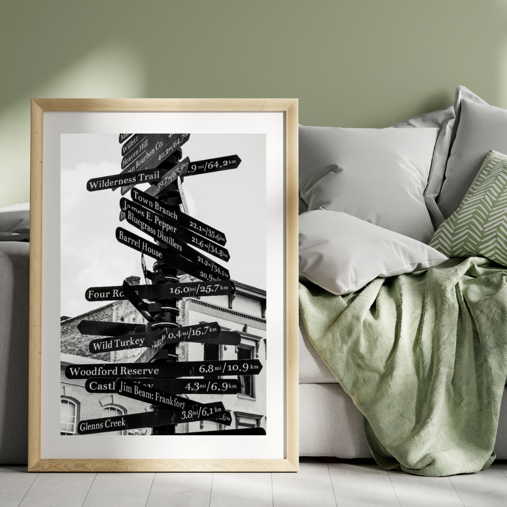 Bourbon Distillery Sign Wall Art, Black and White Kentucky Bourbon Poster