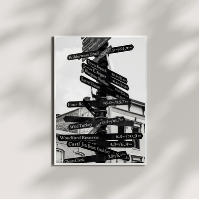 Bourbon Distillery Sign Wall Art, Black and White Kentucky Bourbon Poster - Wall Art Print | Oakline Studio
