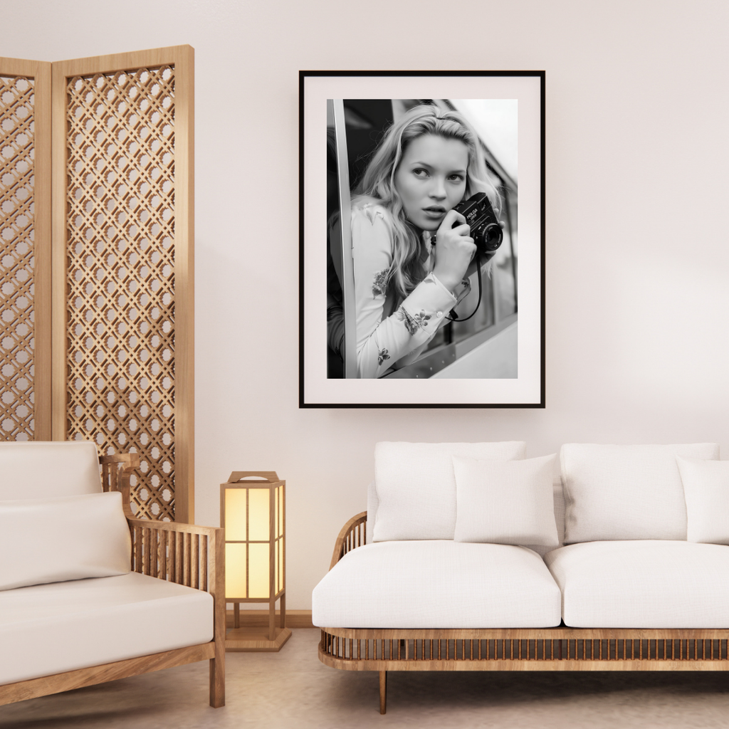 Kate Moss Black and White Poster, Fashion Icon Wall Art, 90's Supermodel Print