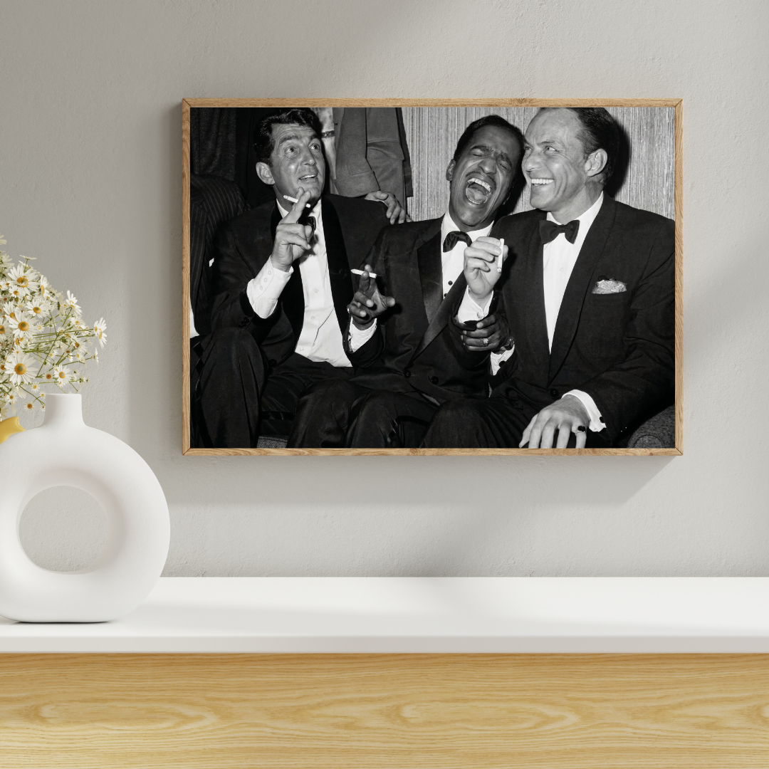 The Rat Pack Print Dean Martin, Sammy Davis, Frank Sinatra Black and White Wall Art