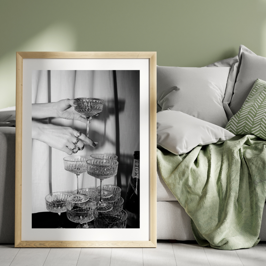 Champagne Glasses Print - Bar Cart Art