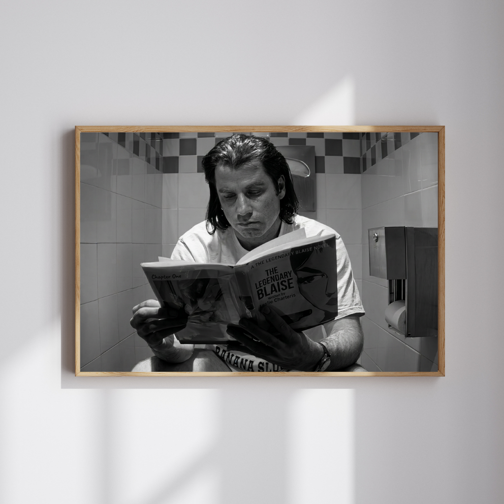 Pulp Fiction Movie Print, John Travolta, Funny Bathroom Wall Decor