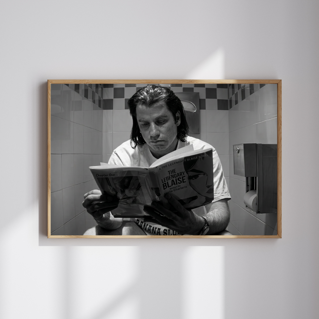 Pulp Fiction Movie Print, John Travolta, Funny Bathroom Wall Decor