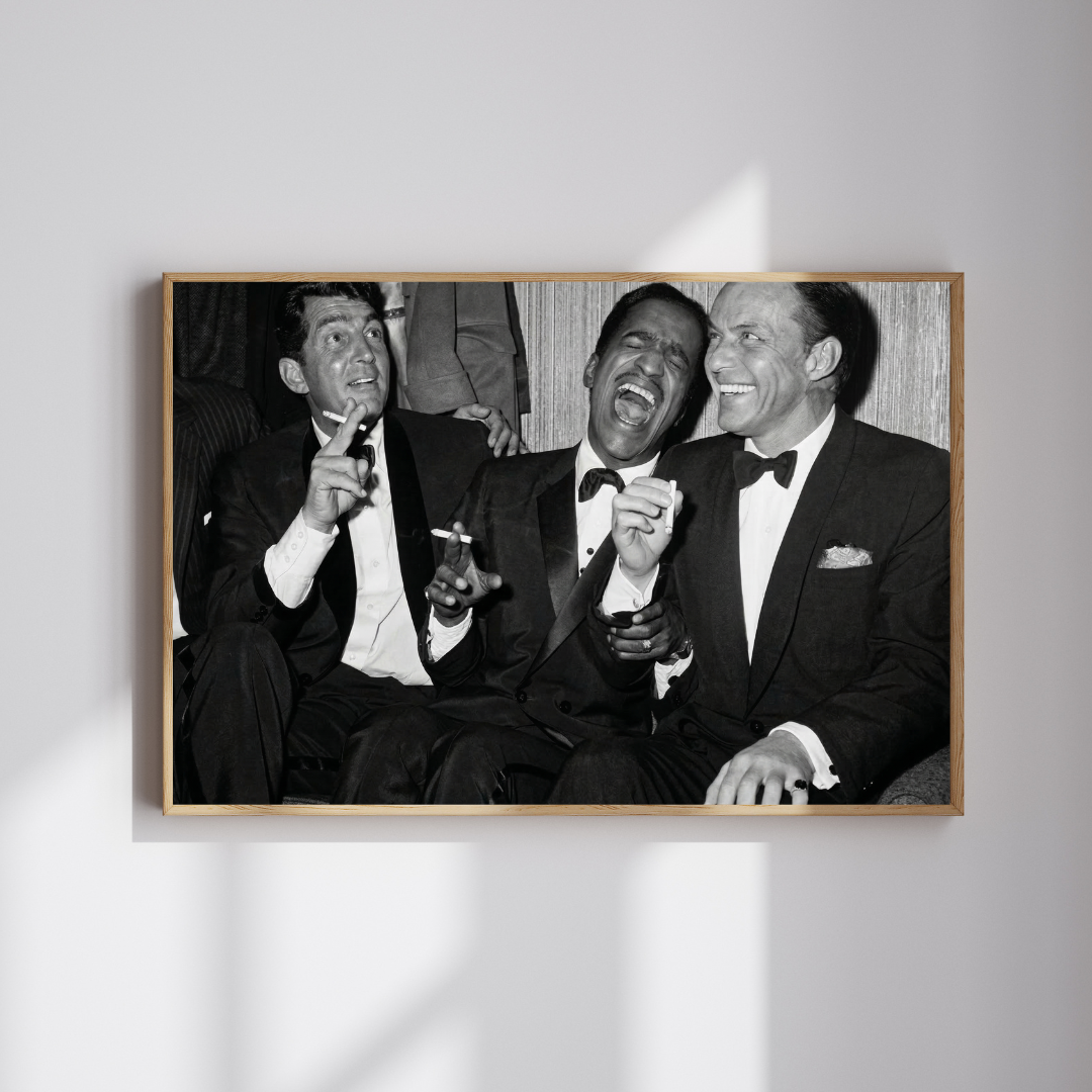 The Rat Pack Print Dean Martin, Sammy Davis, Frank Sinatra Black and White Wall Art