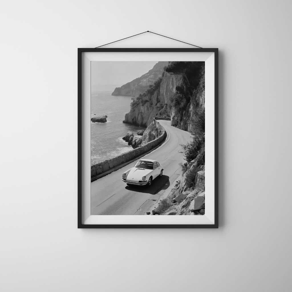 Porsche 911 Poster, Amalfi Coast Italy Wall Decor