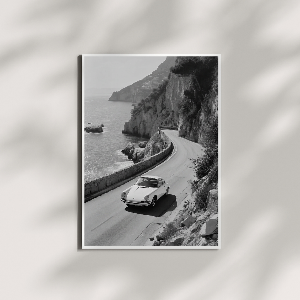 Porsche 911 Poster, Amalfi Coast Italy Wall Decor
