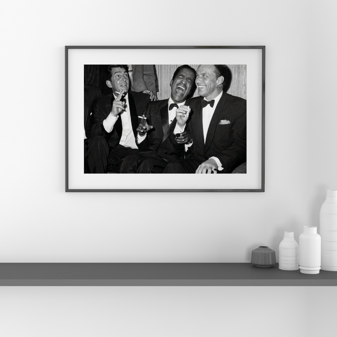 The Rat Pack Print Dean Martin, Sammy Davis, Frank Sinatra Black and White Wall Art
