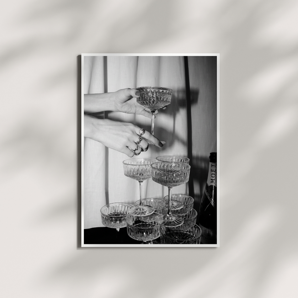 Champagne Glasses Print - Bar Cart Art