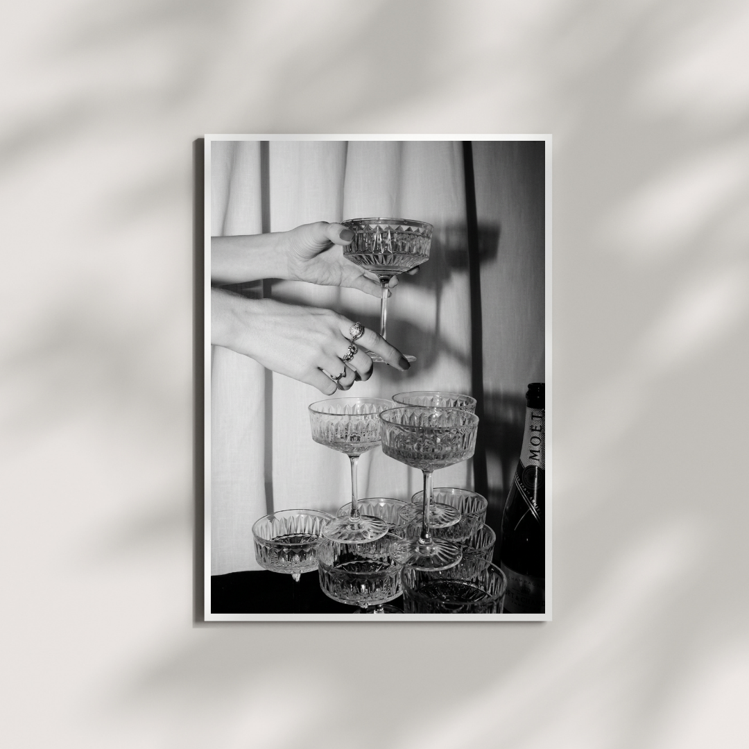 Champagne Glasses Print - Bar Cart Art