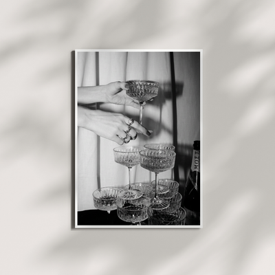 Champagne Glasses Print - Bar Cart Art - Wall Art Print | Oakline Studio