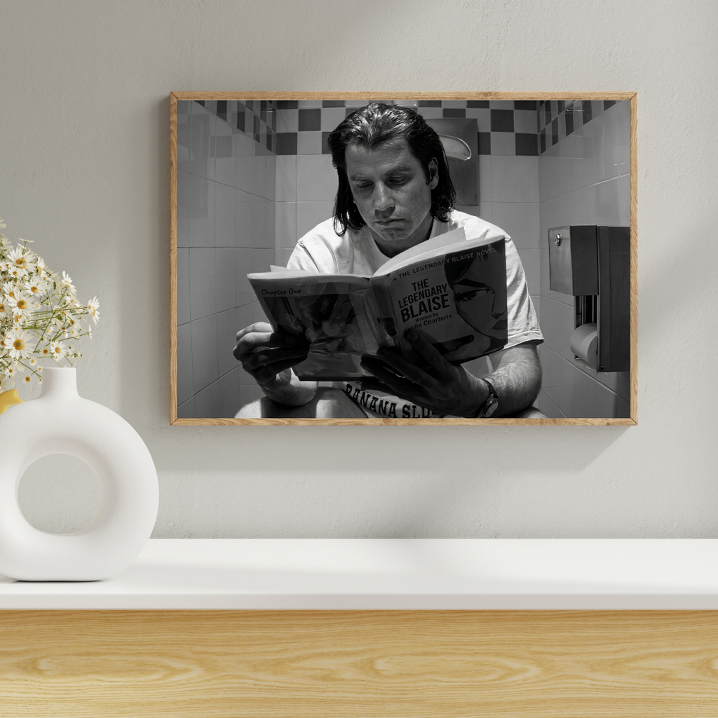Pulp Fiction Movie Print, John Travolta, Funny Bathroom Wall Decor