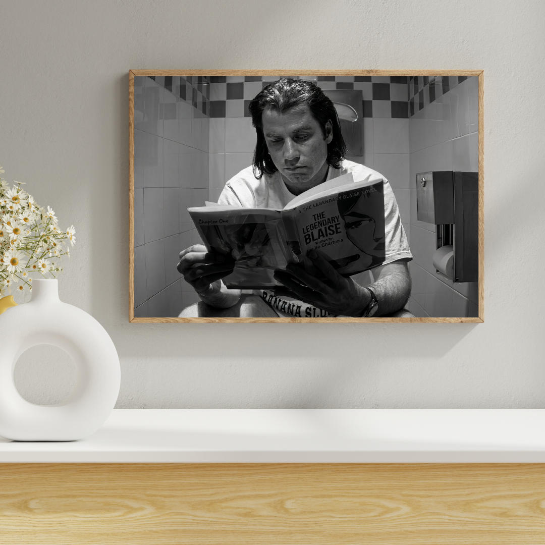 Pulp Fiction Movie Print, John Travolta, Funny Bathroom Wall Decor