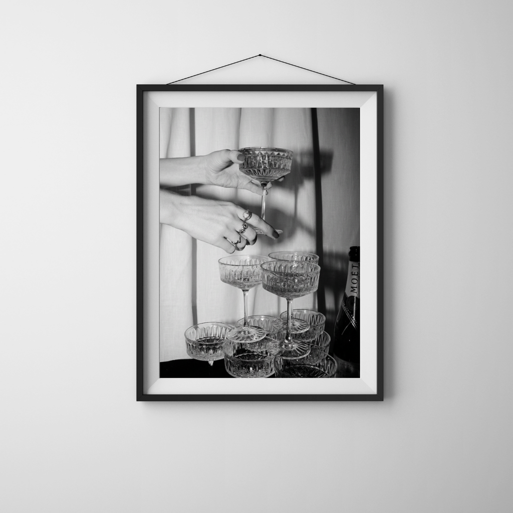 Champagne Glasses Print - Bar Cart Art