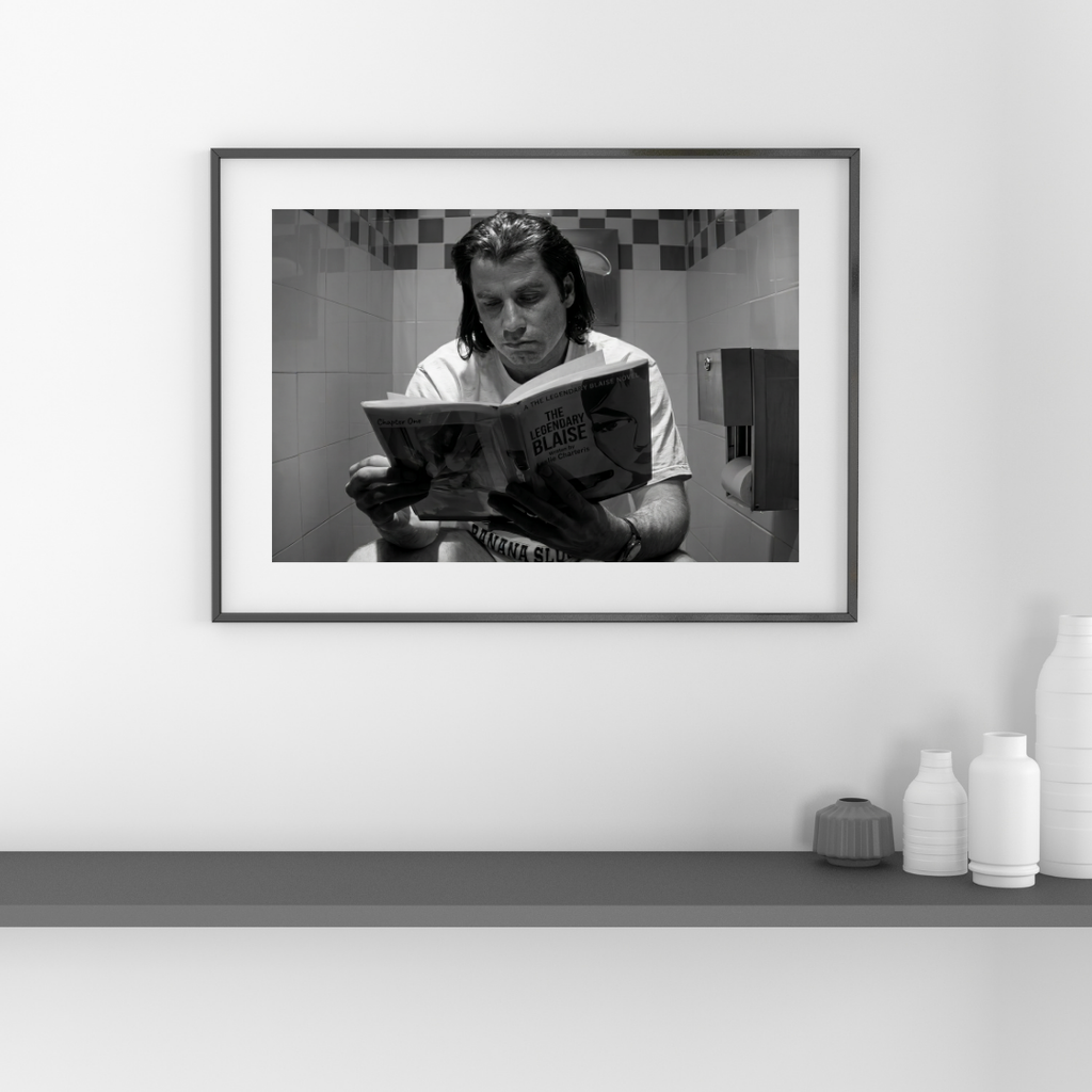 Pulp Fiction Movie Print, John Travolta, Funny Bathroom Wall Decor