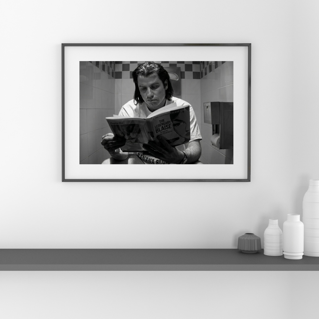 Pulp Fiction Movie Print, John Travolta, Funny Bathroom Wall Decor