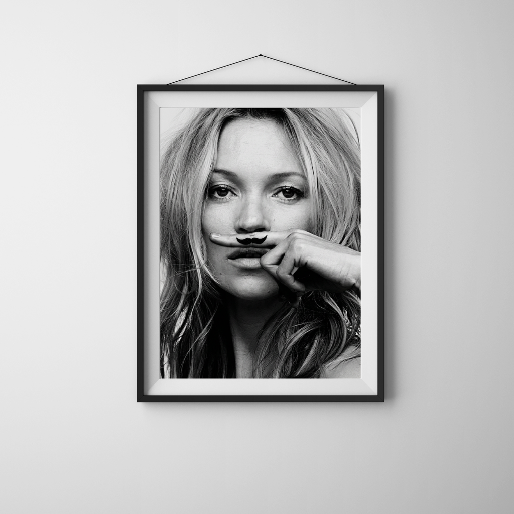 Kate Moss Poster - Moustache Finger - Fashion Poster