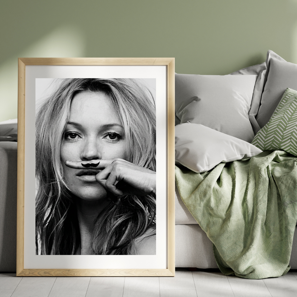 Kate Moss Poster - Moustache Finger - Fashion Poster
