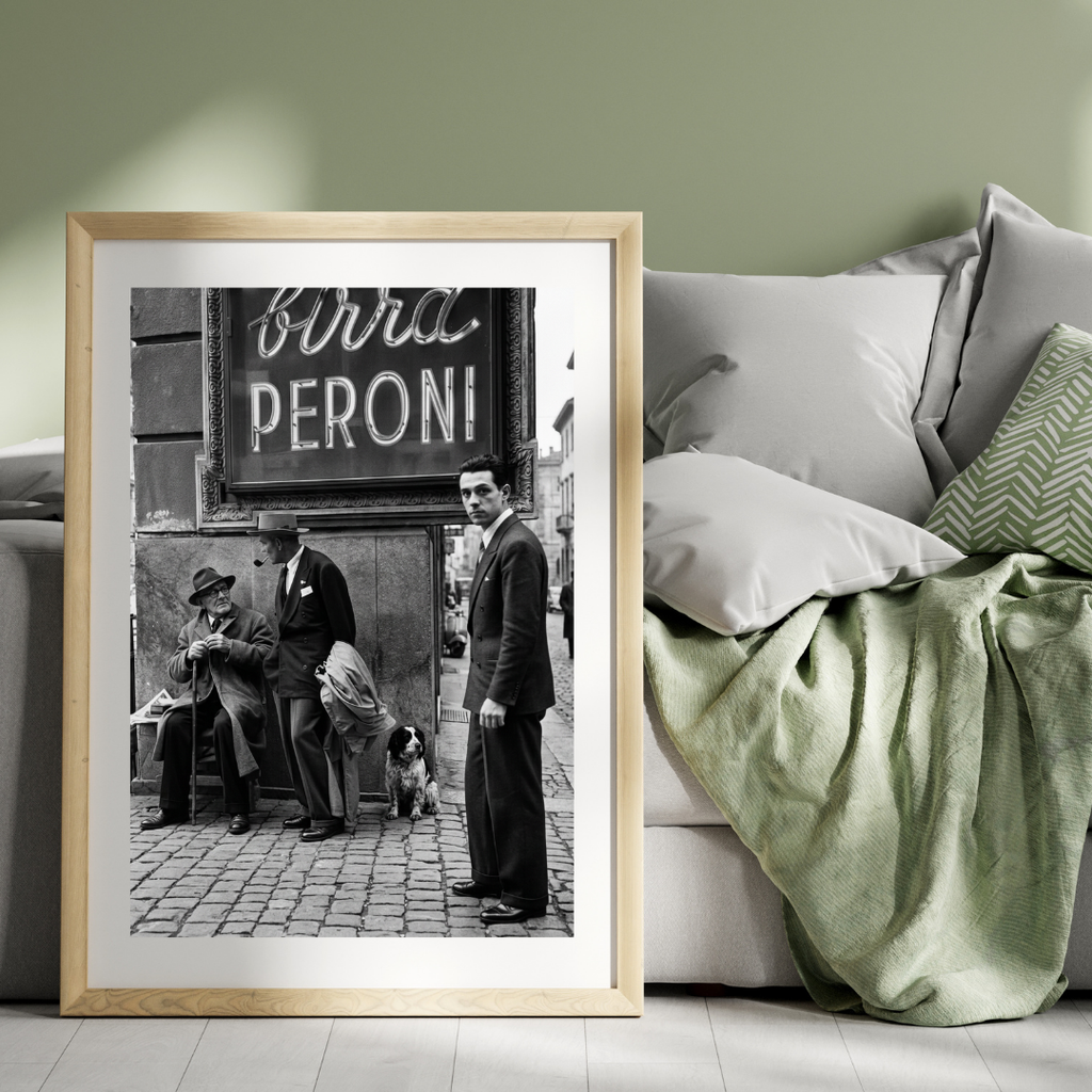 Vintage Italian Street Photography Print - Black and White Wall Art