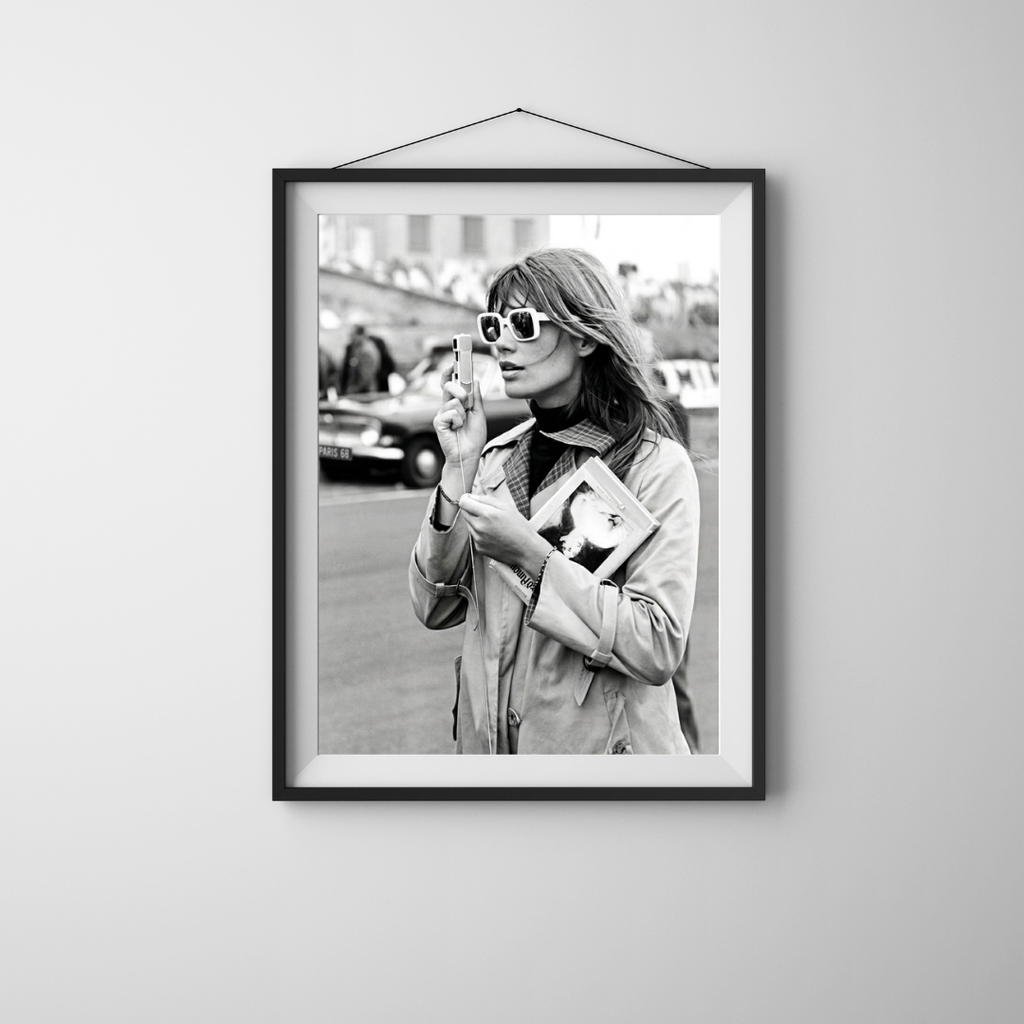 Francoise Hardy in Paris Poster, Feminist Black and White Wall Art