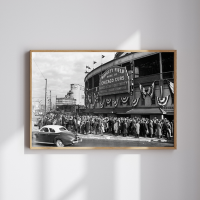 Chicago Cubs Wrigley Field Poster, Baseball Black and White Wall Art - Wall Art Print | Oakline Studio