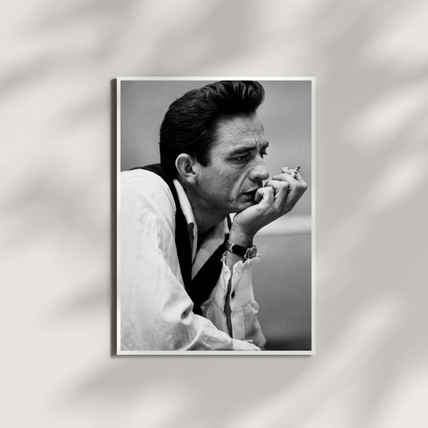 Johnny Cash Cigarette Poster - Music Black and White Wall Art