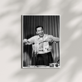 Frank Sinatra Eating Spaghetti Poster - Kitchen Black and White Wall Art