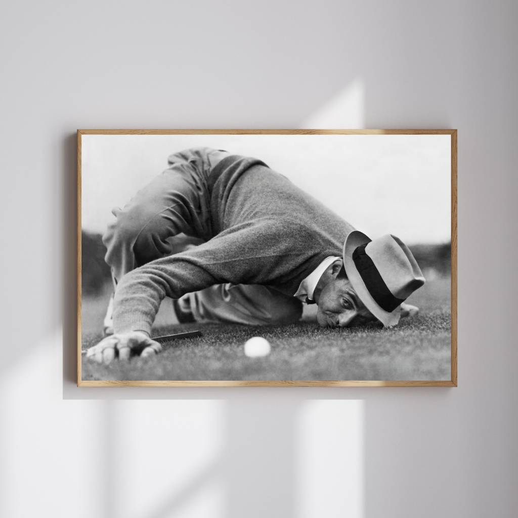 Sam Snead Gets Down Poster, Vintage Golf Wall Art