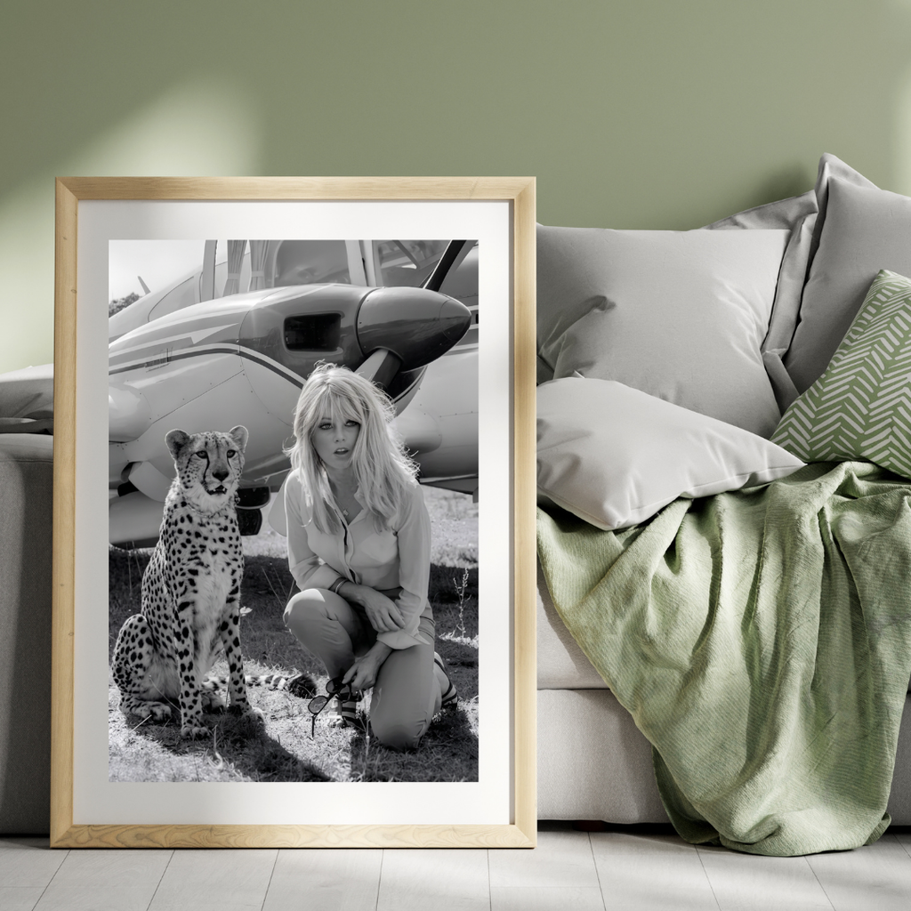 Brigitte Bardot Safari Poster - Black and White Photography Print