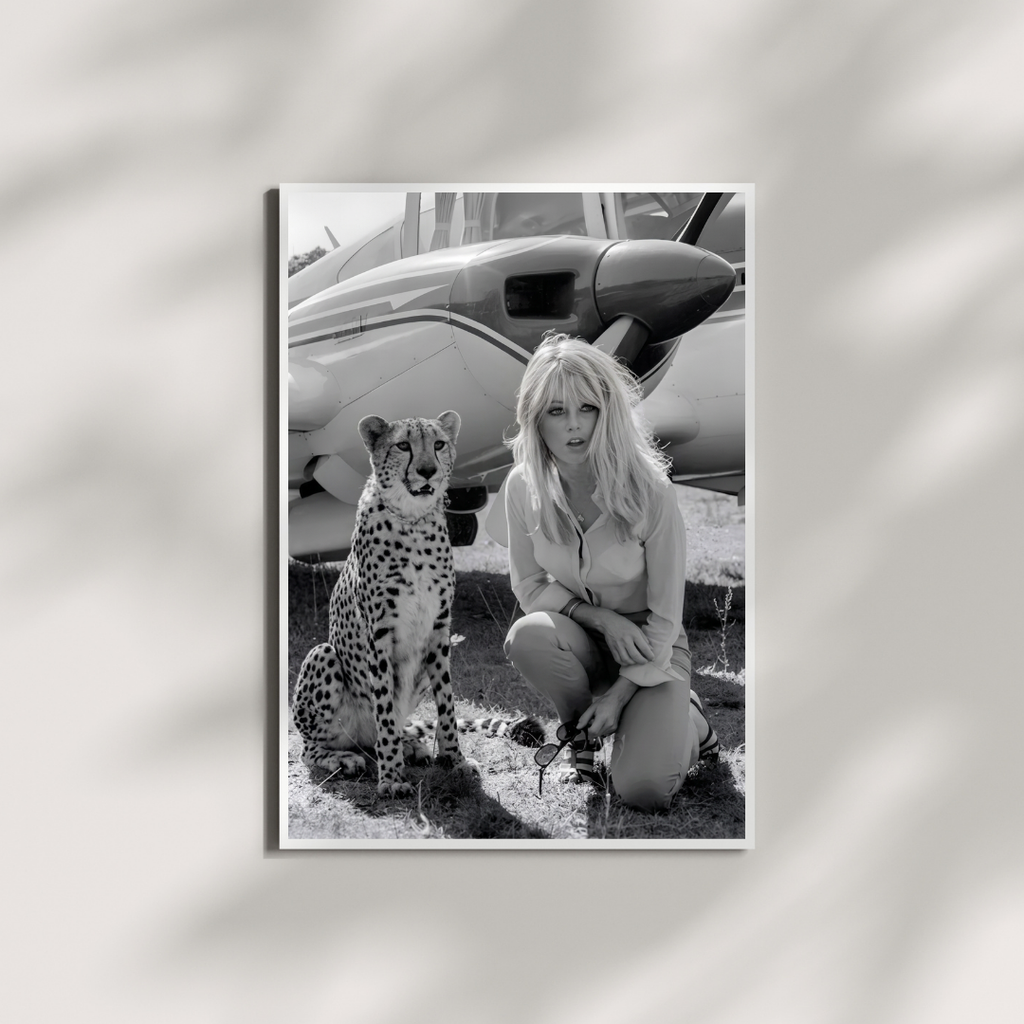Brigitte Bardot Safari Poster - Black and White Photography Print