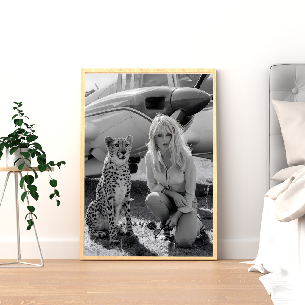 Brigitte Bardot Safari Poster - Black and White Photography Print