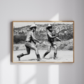 Vintage Cowboy Tennis Wall Art Print, Black and White Western Photography