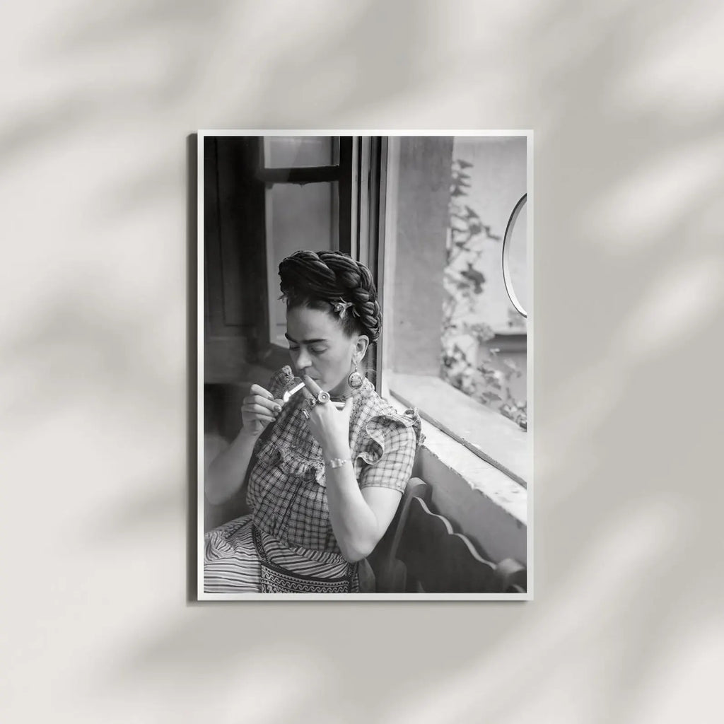 Frida Kahlo Smoking Portrait Poster, Minimalist Home Decor