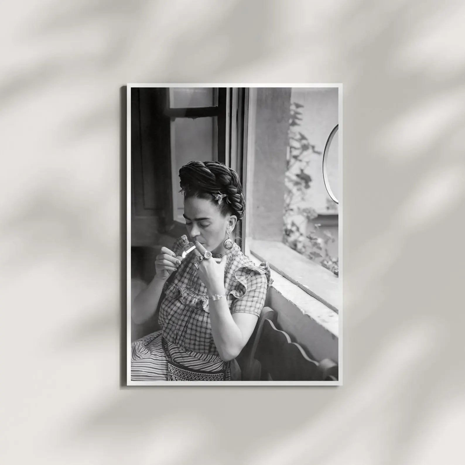Frida Kahlo Smoking Portrait Poster, Minimalist Home Decor