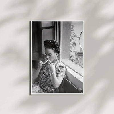 Frida Kahlo Smoking Portrait Poster, Minimalist Home Decor - Wall Art Print | Oakline Studio