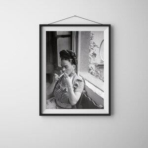Frida Kahlo Smoking Portrait Poster, Minimalist Home Decor