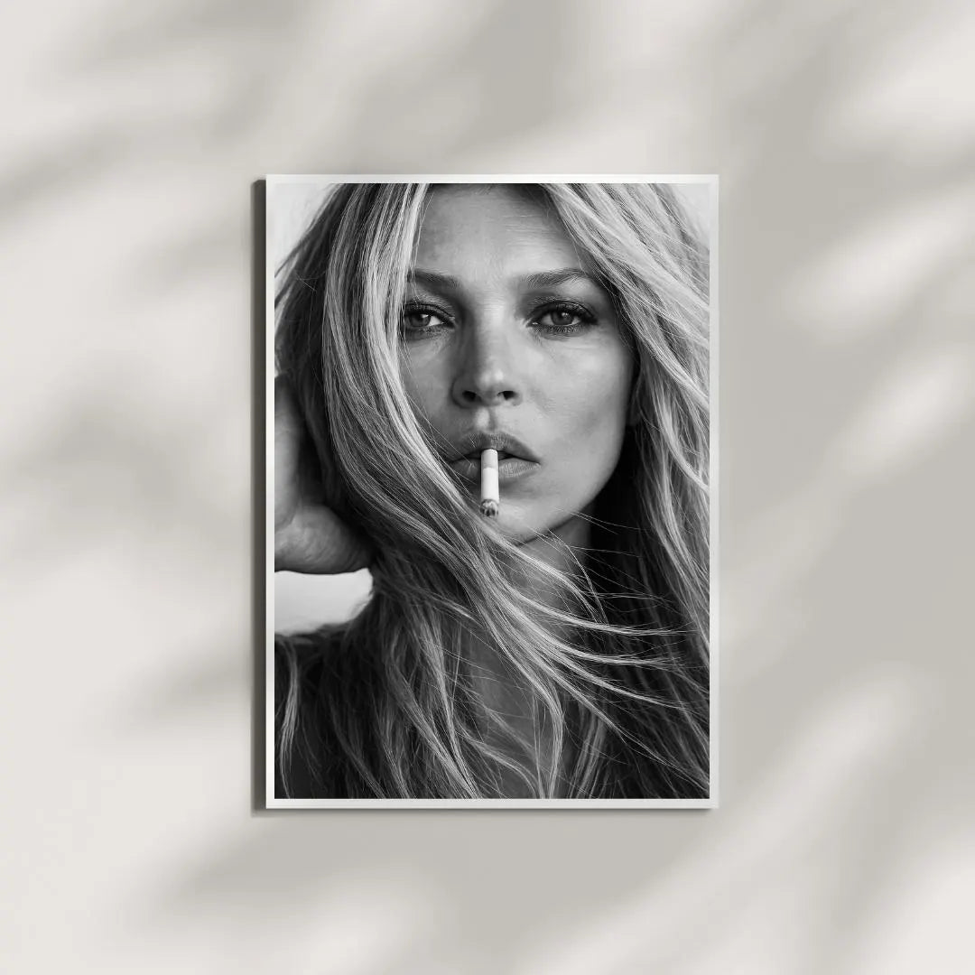 Kate Moss Black and White Poster: Feminist Fashion Wall Art