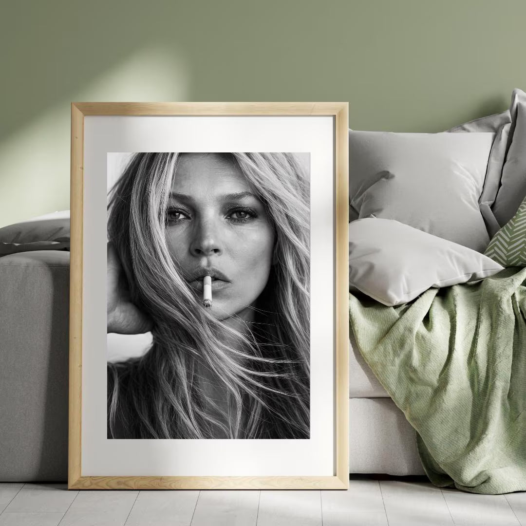 Kate Moss Black and White Poster: Feminist Fashion Wall Art