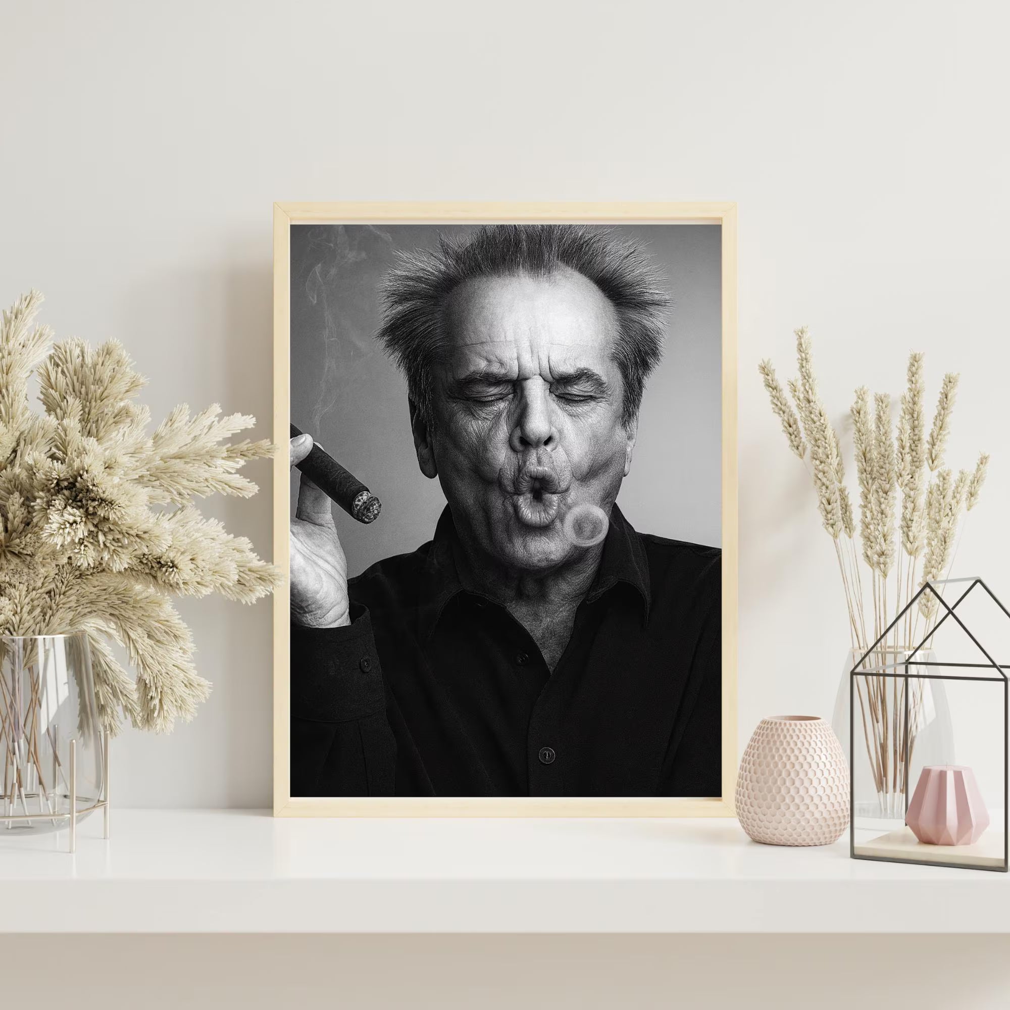 Jack Nicholson Poster - Black and White Cigar Art Print