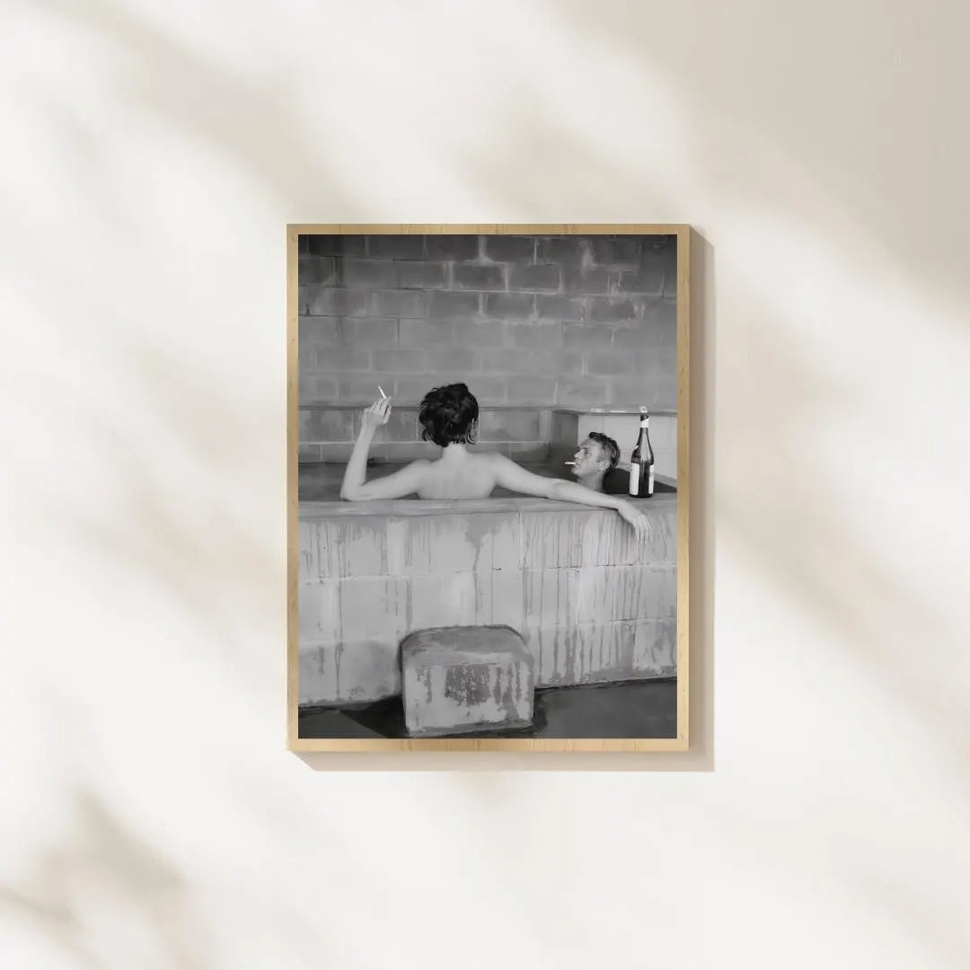 Steve McQueen and Wife Neile Adams Bath Tub Poster