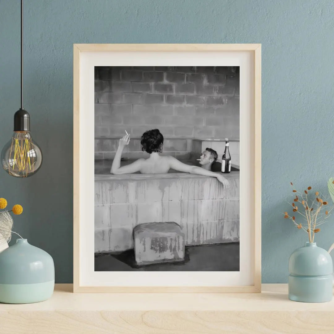 Steve McQueen and Wife Neile Adams Bath Tub Poster
