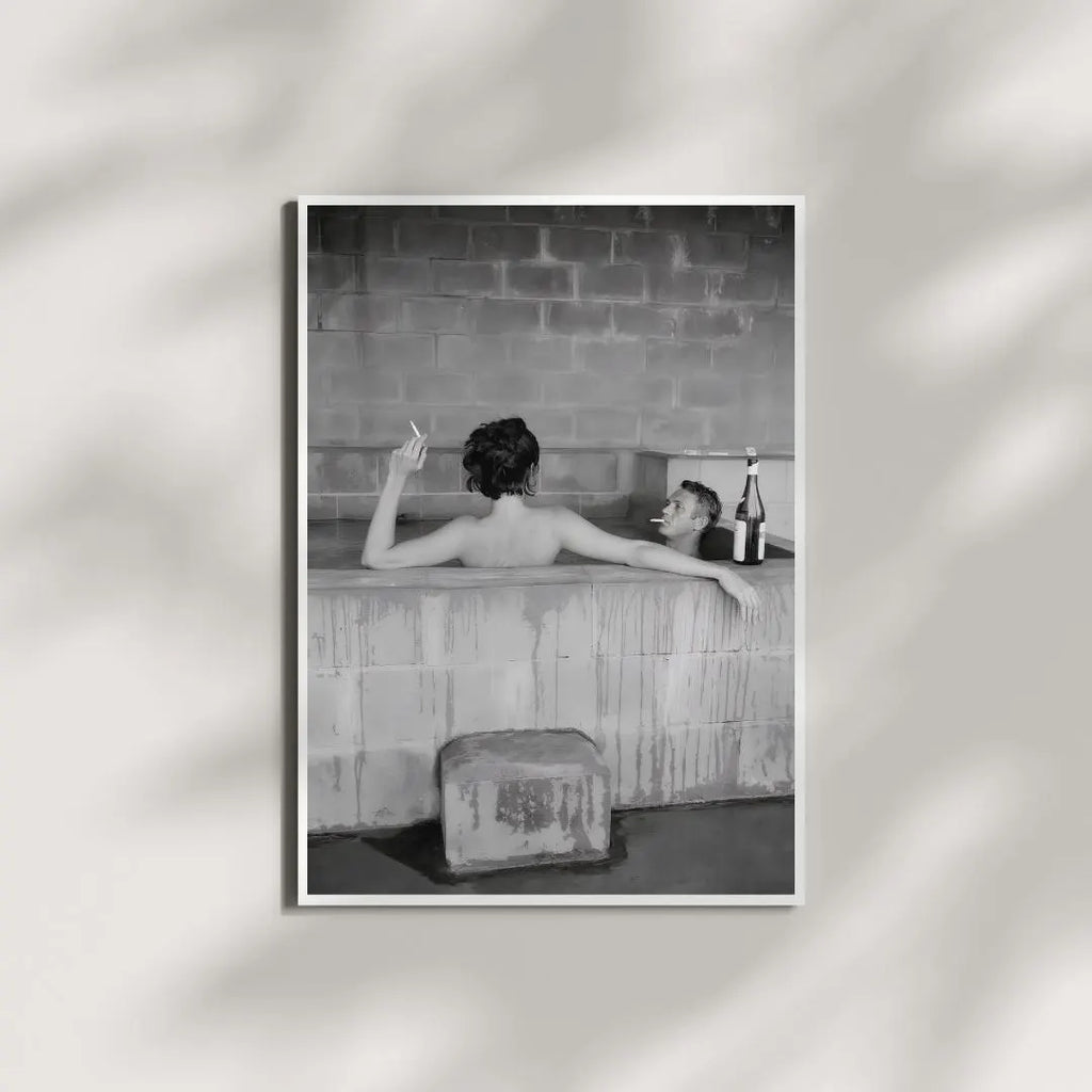 Steve McQueen and Wife Neile Adams Bath Tub Poster
