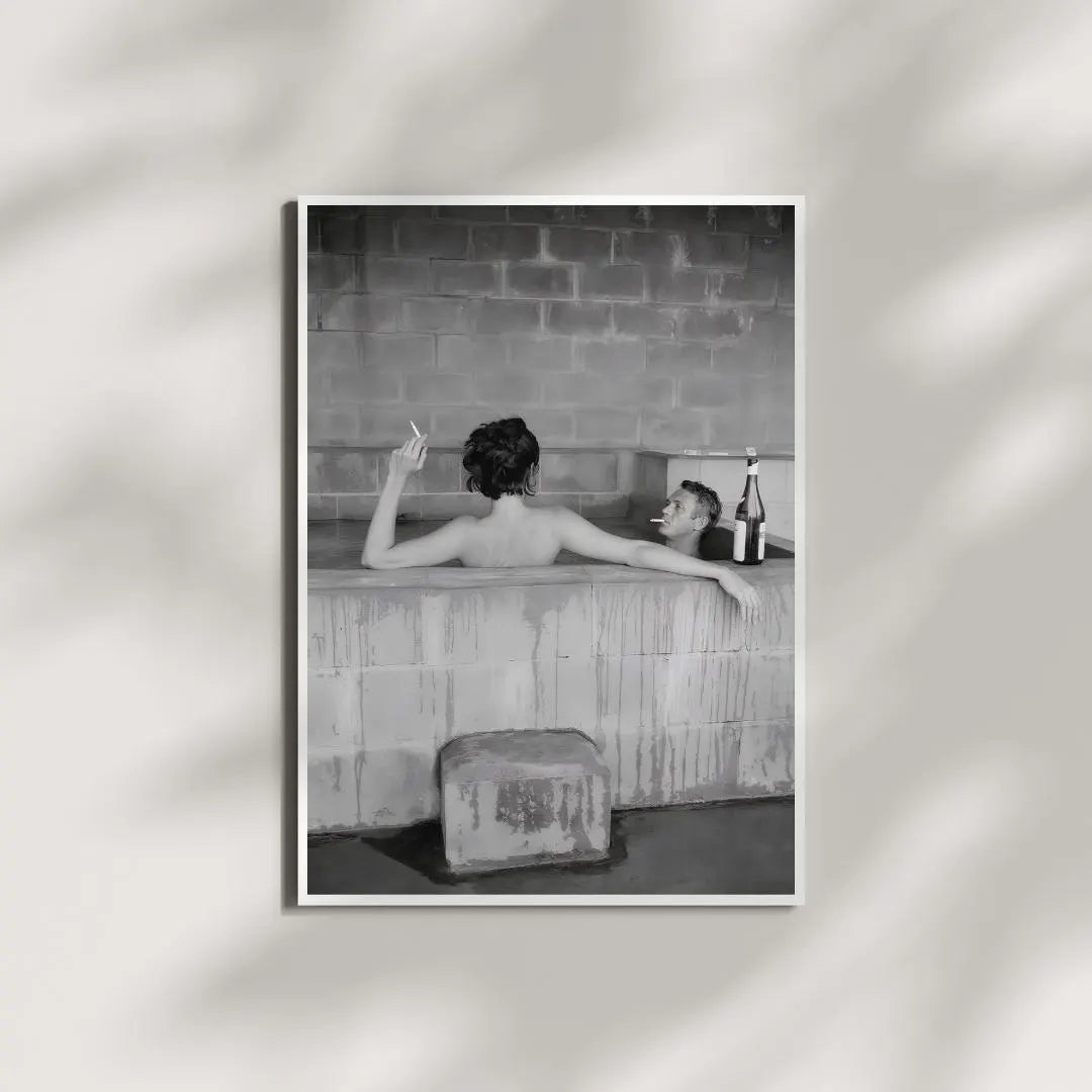Steve McQueen and Wife Neile Adams Bath Tub Poster