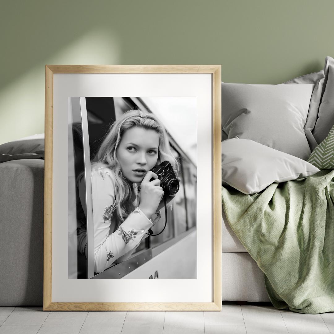 Kate Moss Black and White Poster, Fashion Icon Wall Art, 90's Supermodel Print