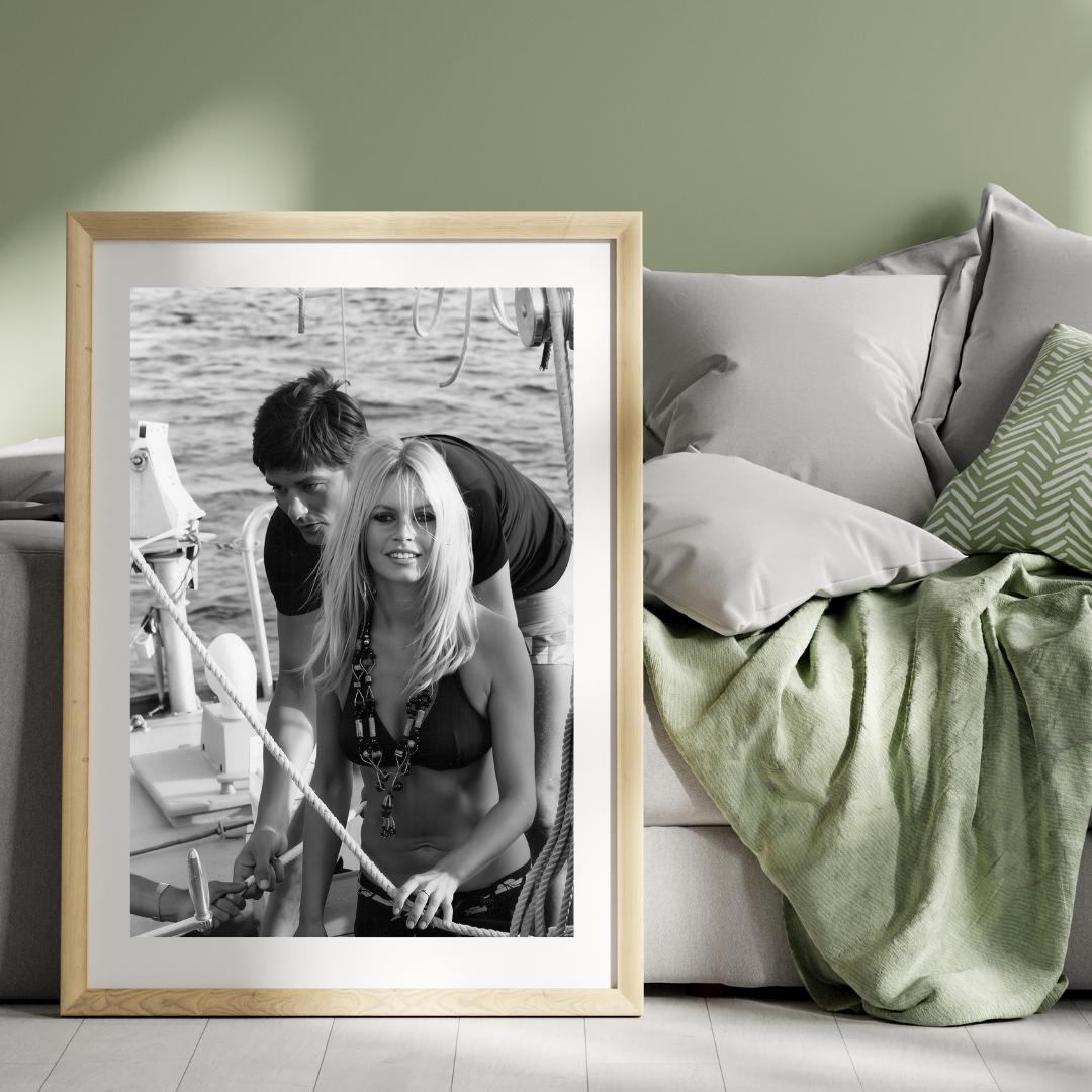 Brigitte Bardot and Alain Delon Print, Hollywood Black and White Wall Art