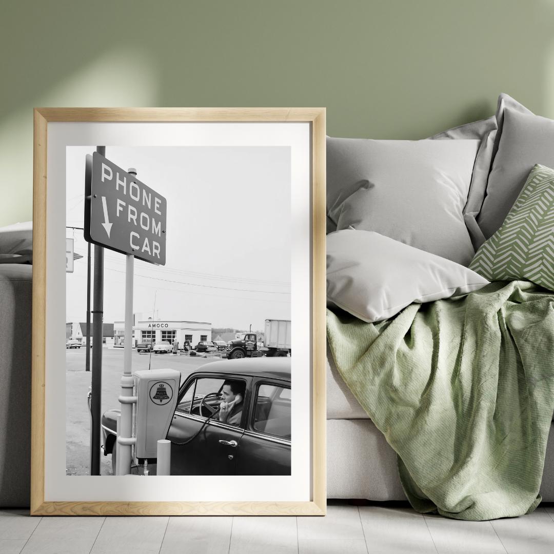 Vintage Poster Printable | 1950s Drive-In Telephone Poster / DIGITAL DOWNLOAD