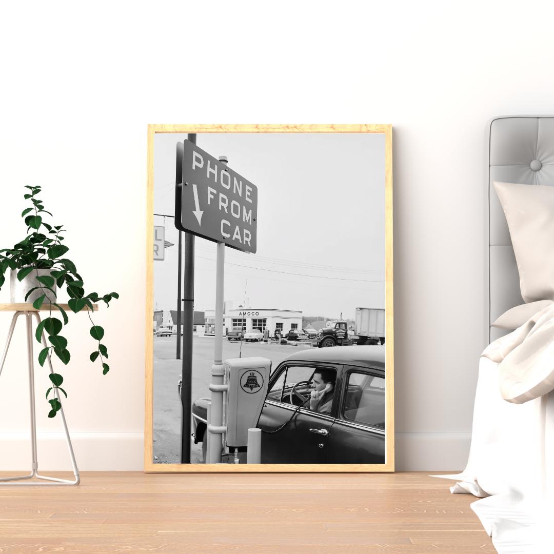 Vintage Poster Printable | 1950s Drive-In Telephone Poster / DIGITAL DOWNLOAD