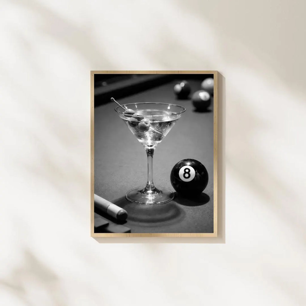 Cocktail on Billiards Table Poster - Lucky 8 Ball Poster