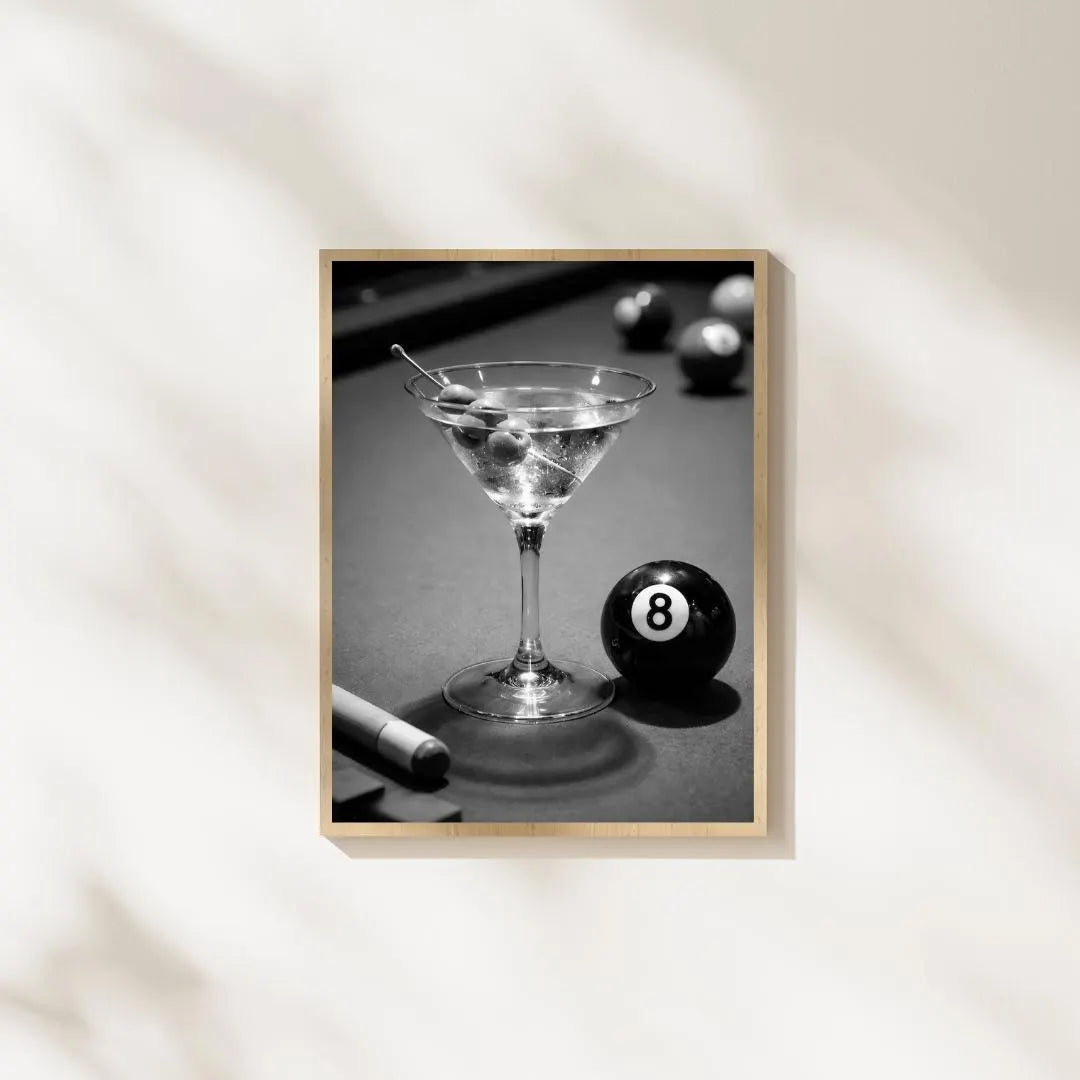 Cocktail on Billiards Table Poster - Lucky 8 Ball Poster
